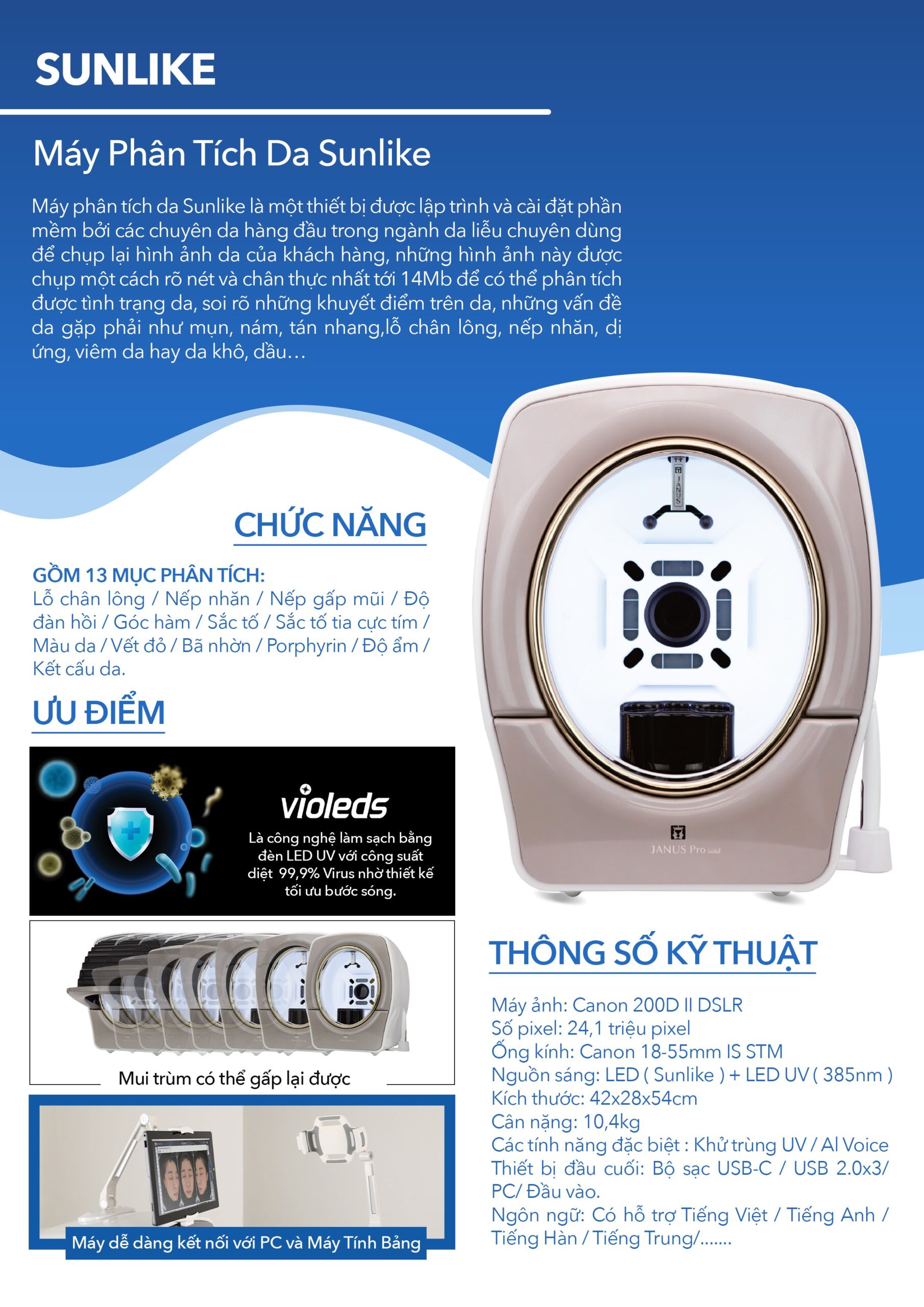 Máy Phân Tích Da Janus Pro Sunlike Hàn Quốc 18 Máy Phân Tích Da Janus Pro Sunlike
