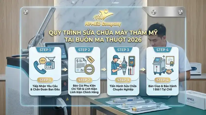 Quy trình sửa chữa máy thẩm mỹ tại Buôn Ma Thuột năm 2026