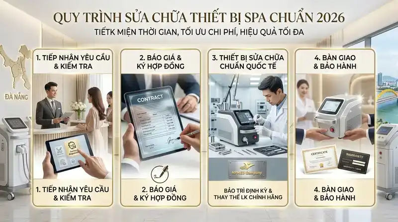 Quy trình sửa chữa thiết bị spa tại Đà Nẵng chuẩn 2026