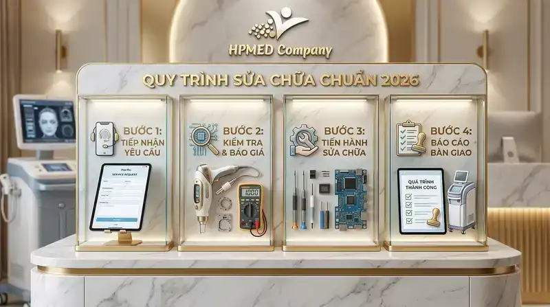 Quy trình tiếp nhận và sửa chữa thiết bị thẩm mỹ chuẩn 2026