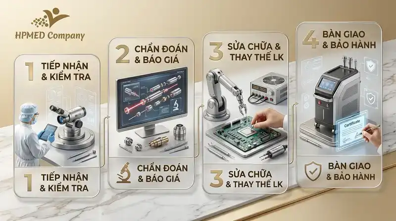 Quy trình tiếp nhận và sửa chữa thiết bị thẩm mỹ