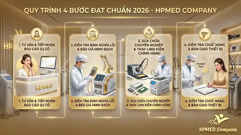Quy trình sửa chữa máy thẩm mỹ tại Bình Dương chuẩn 2026