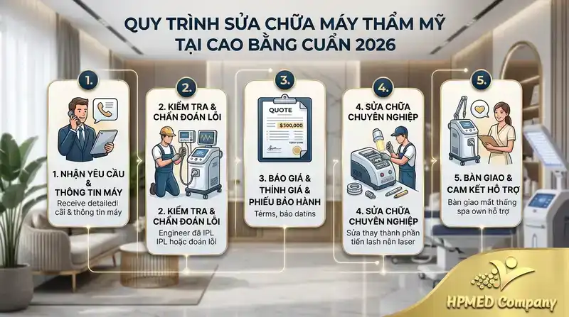 Quy trình sửa chữa máy thẩm mỹ tại Cao Bằng chuẩn 2026