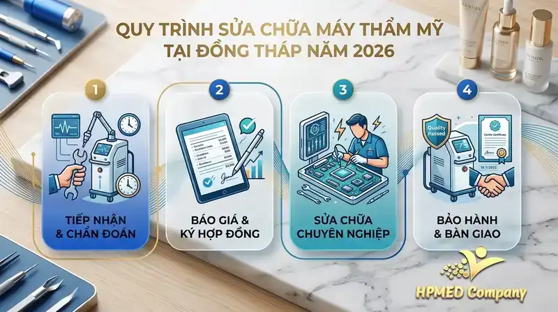 Quy trình sửa chữa máy thẩm mỹ tại Đồng Tháp năm 2026