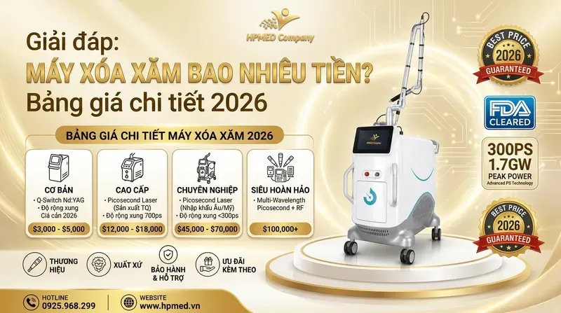 Máy xóa xăm bao nhiêu tiền? Bảng giá mới nhất 2026 2 Giải đáp: Máy xóa xăm bao nhiêu tiền? Bảng giá chi tiết 2026