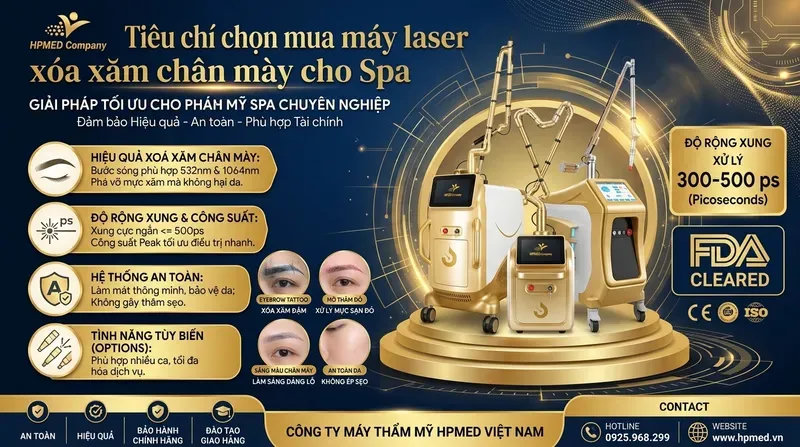Top 5 máy laser xóa xăm chân mày hiệu quả nhất 2026 2 Tiêu chí chọn mua máy laser xóa xăm chân mày cho Spa